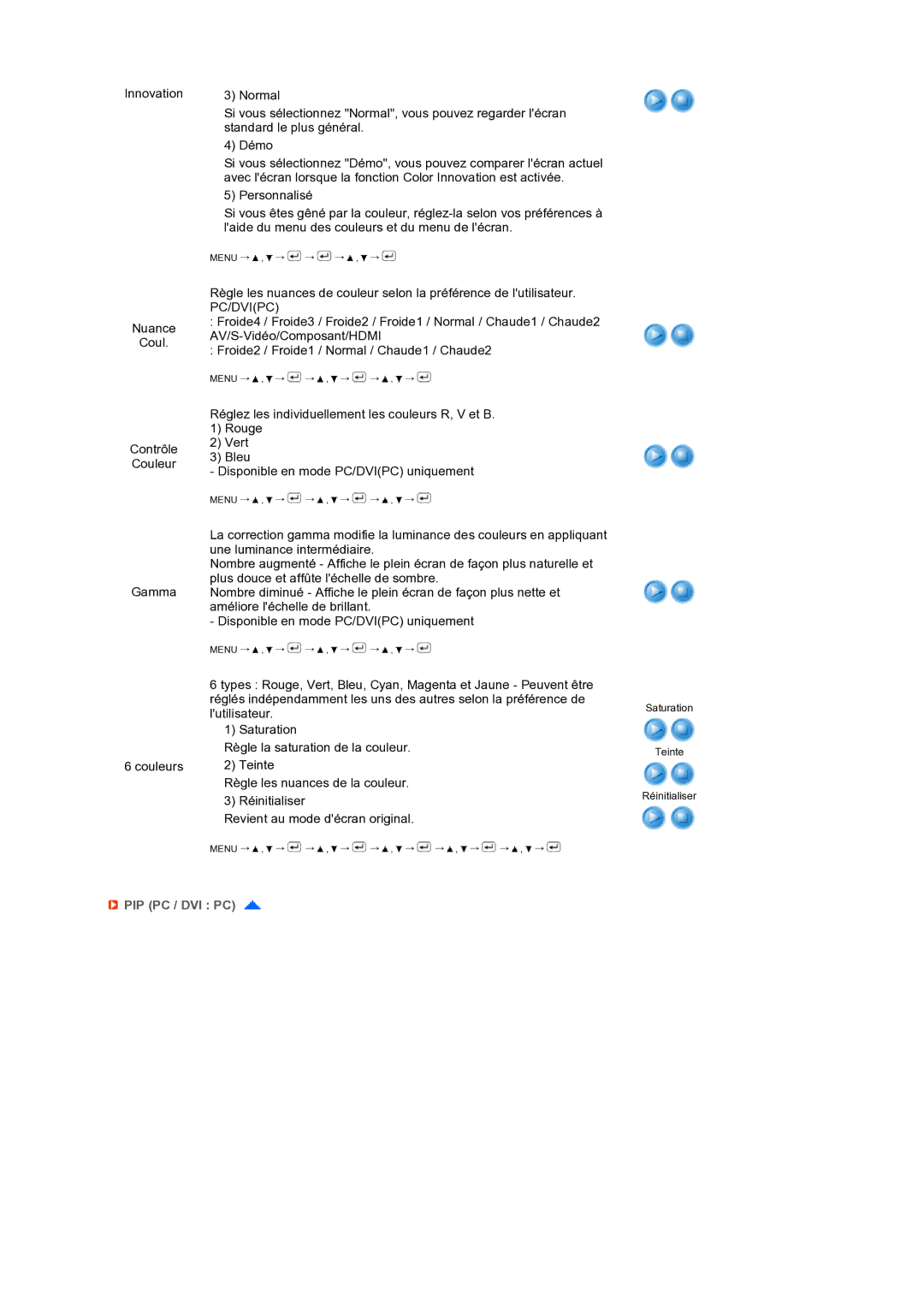 Samsung LS24HUCEBQ/EDC manual Pc/Dvipc, Pip Pc / Dvi Pc 