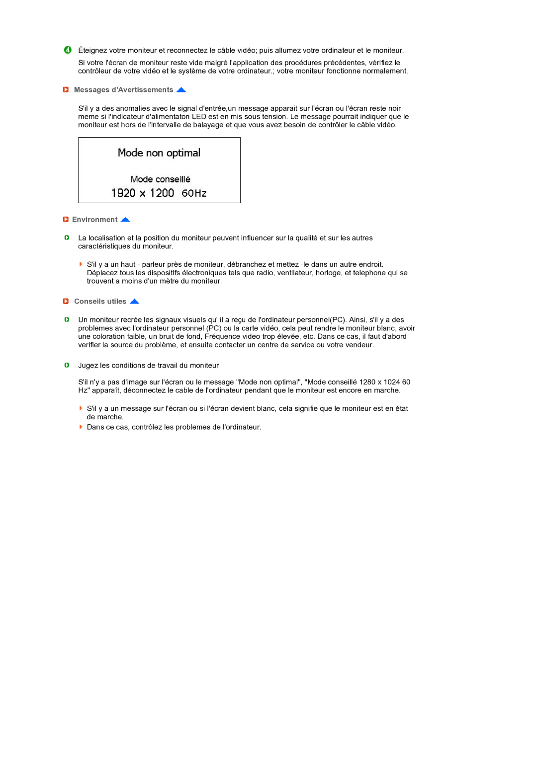 Samsung LS24HUCEBQ/EDC manual Messages dAvertissements, Environment, Conseils utiles 