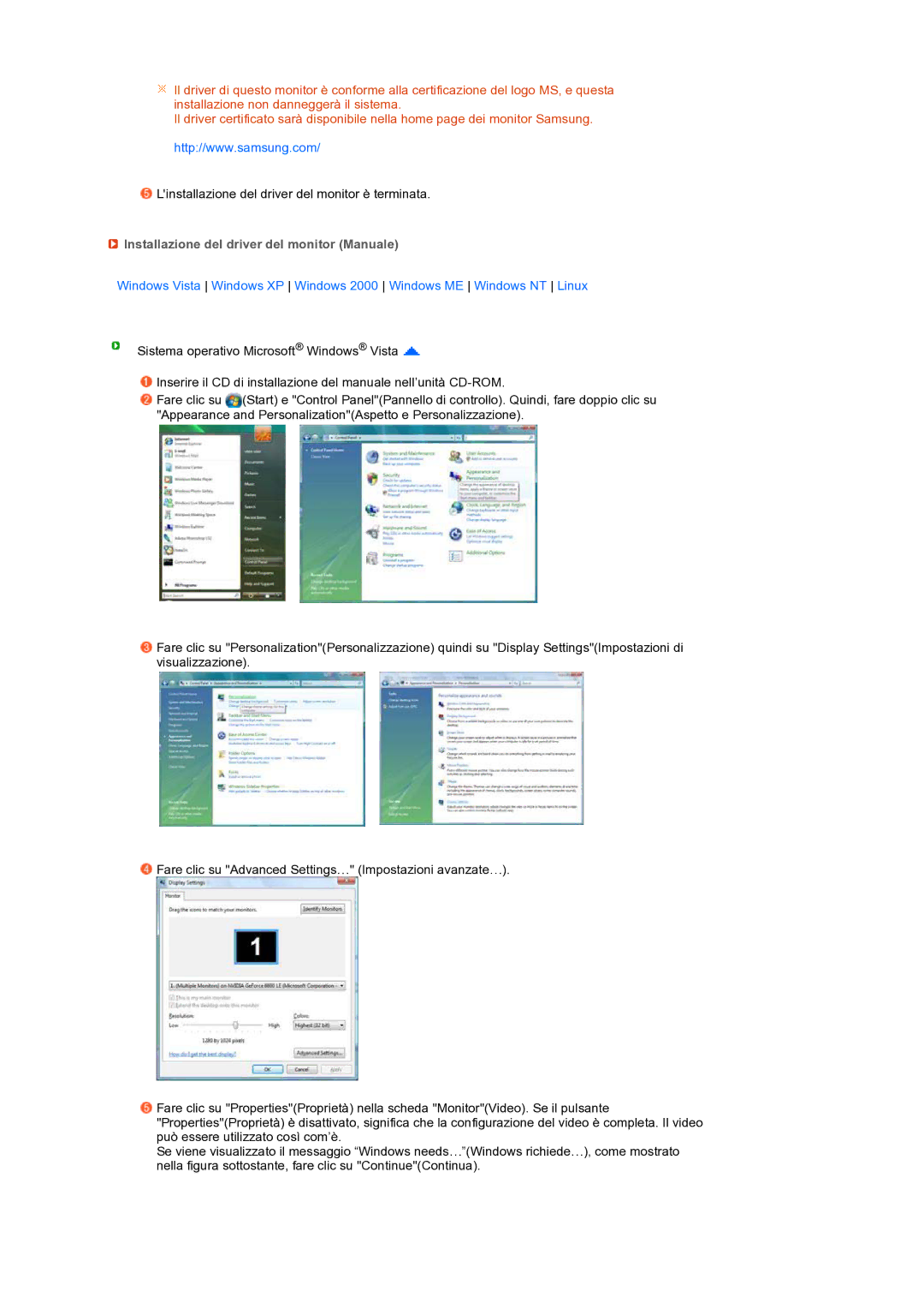 Samsung LS24HUCEBQ/EDC manual Installazione del driver del monitor Manuale 