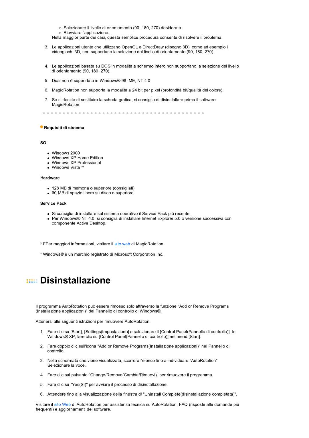 Samsung LS24HUCEBQ/EDC manual Disinstallazione 