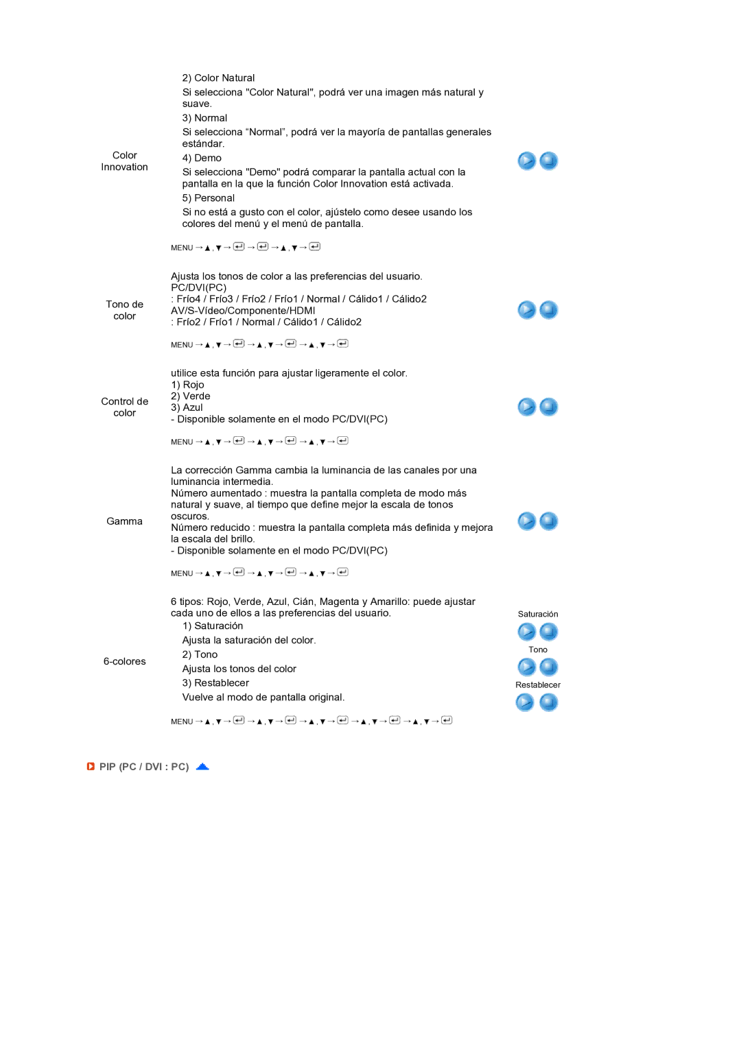 Samsung LS24HUCEBQ/EDC manual Pc/Dvipc, Pip Pc / Dvi Pc 