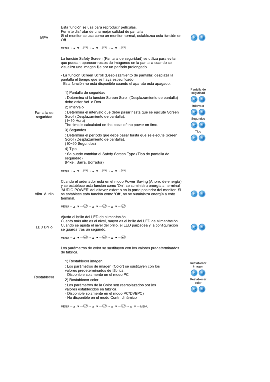 Samsung LS24HUCEBQ/EDC manual Pantalla de Seguridad Intervalo Segundos Tipo 