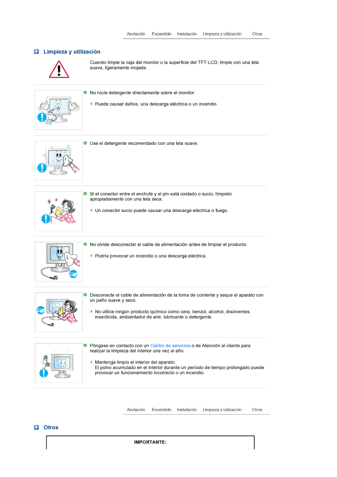 Samsung LS24HUCEBQ/EDC manual Limpieza y utilización, Otros 