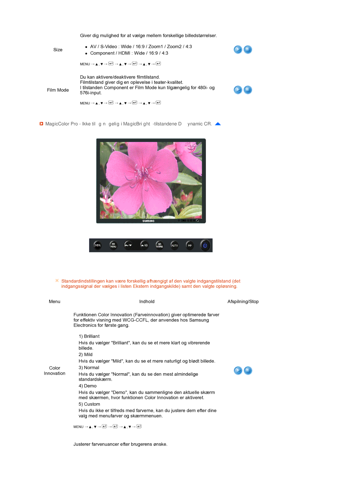 Samsung LS24HUCEBQ/EDC manual Justerer farvenuancer efter brugerens ønske 