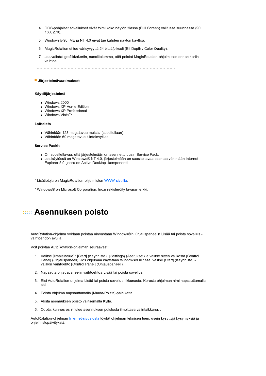 Samsung LS24HUCEBQ/EDC manual Asennuksen poisto 