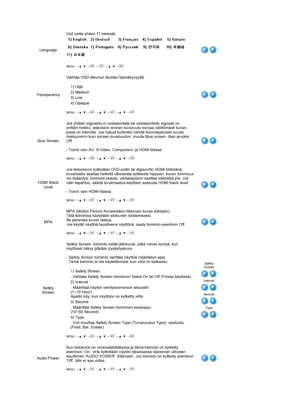 Samsung LS24HUCEBQ/EDC manual Voit valita yhden 11 kielestä Language 