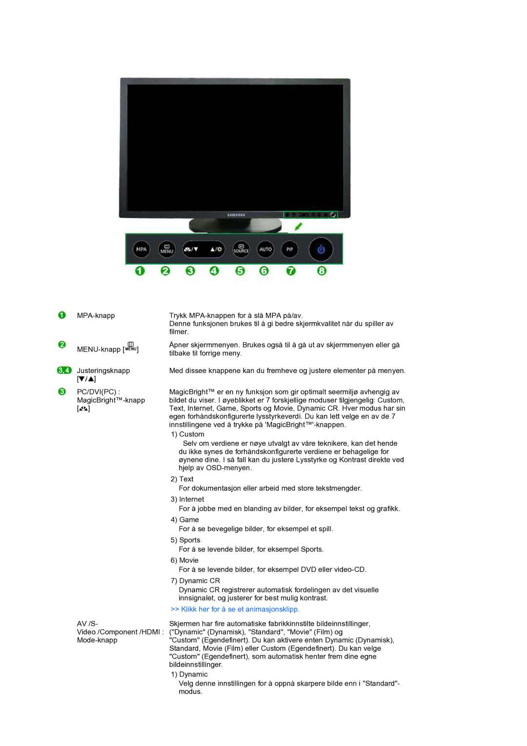 Samsung LS24HUCEBQ/EDC manual Klikk her for å se et animasjonsklipp 