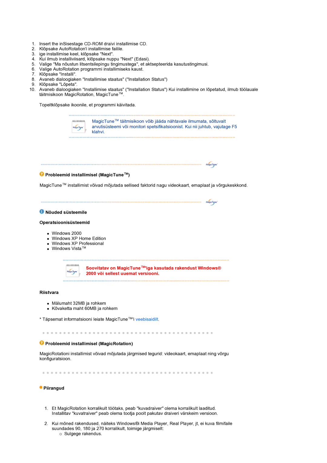 Samsung LS24HUCEBQ/EDC manual Nõuded süsteemile Operatsioonisüsteemid 