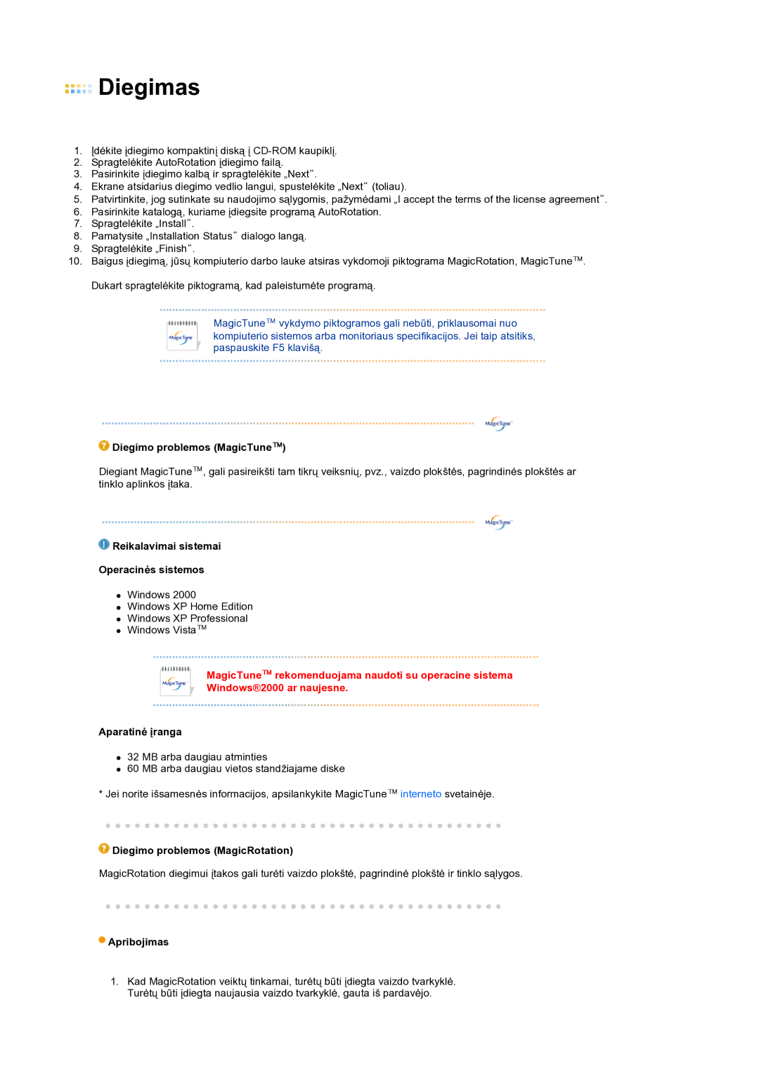 Samsung LS24HUCEBQ/EDC manual Diegimas 