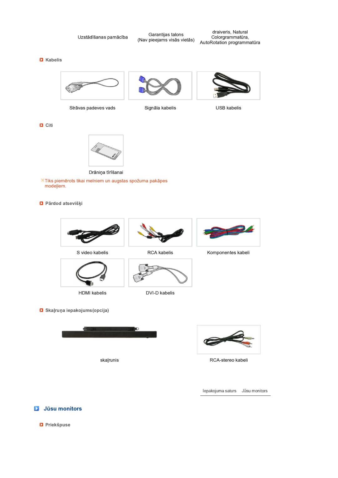 Samsung LS24HUCEBQ/EDC manual Jūsu monitors 