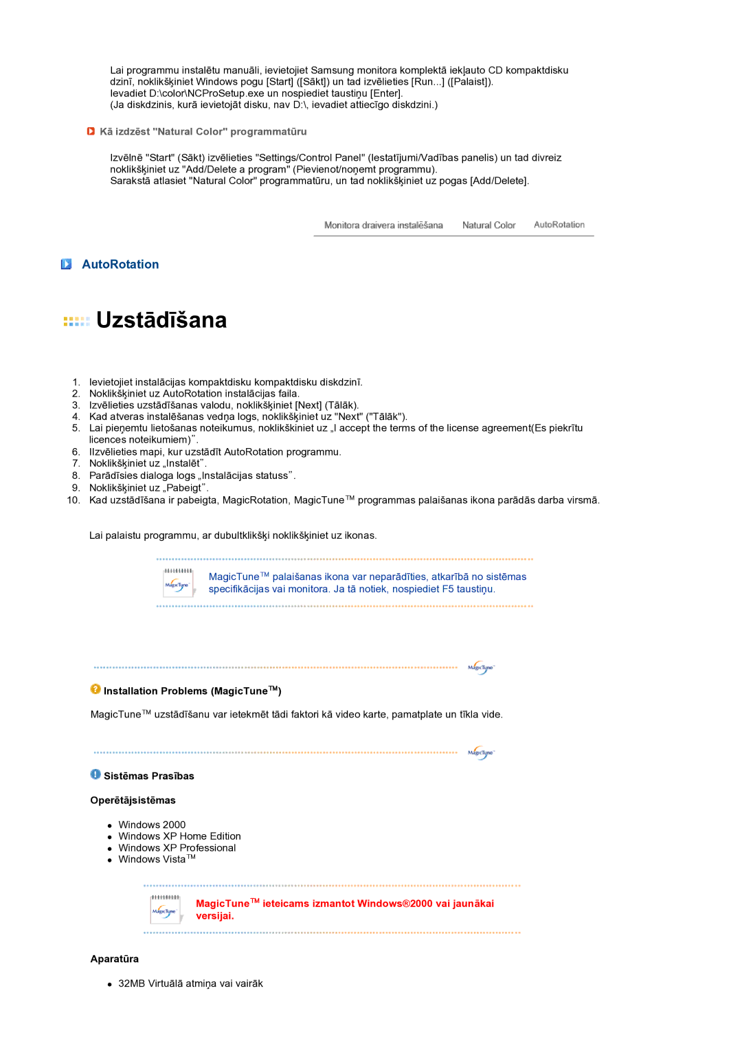 Samsung LS24HUCEBQ/EDC manual AutoRotation, Kā izdzēst Natural Color programmatūru 