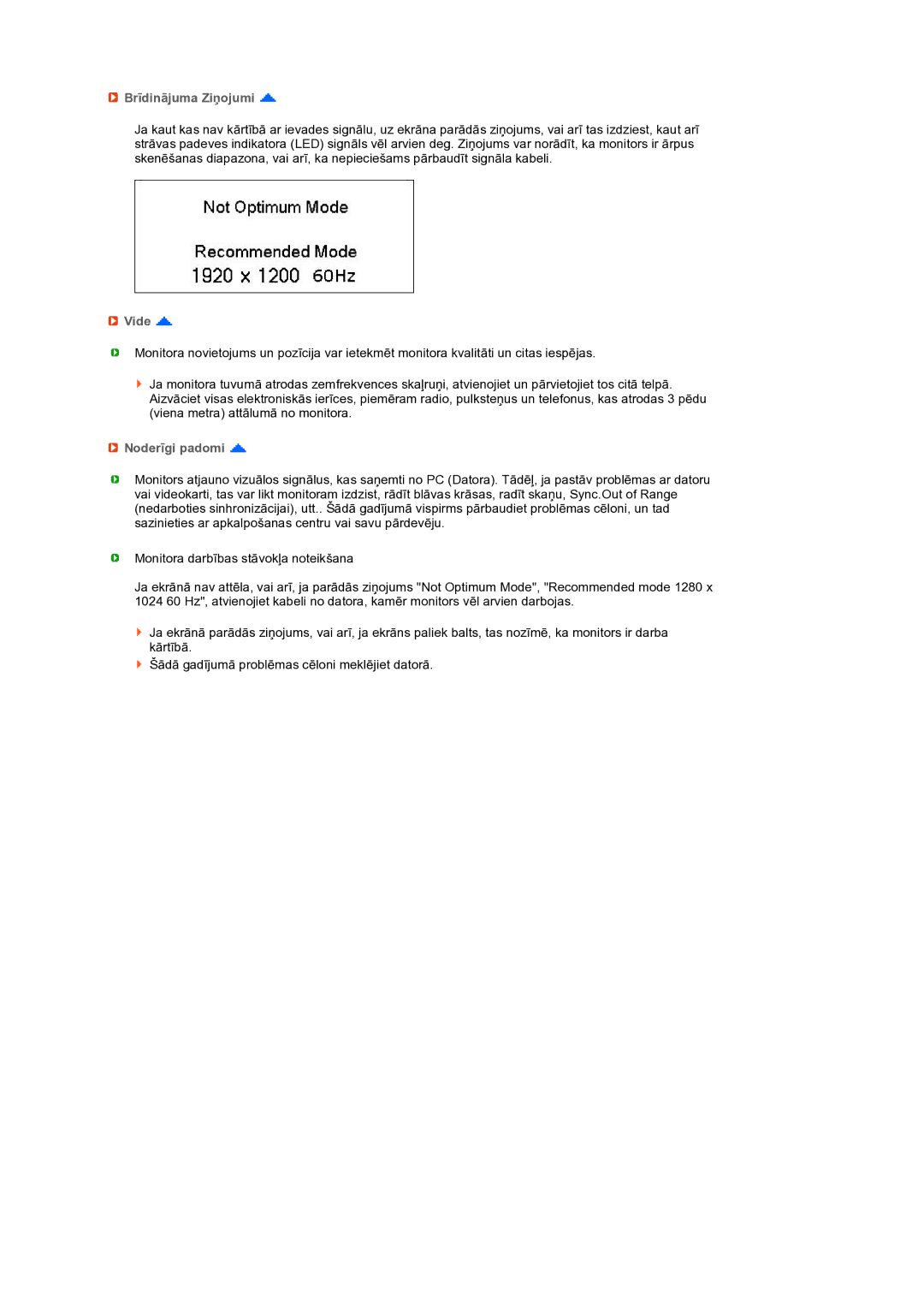 Samsung LS24HUCEBQ/EDC manual Brīdinājuma Ziņojumi, Vide, Noderīgi padomi 