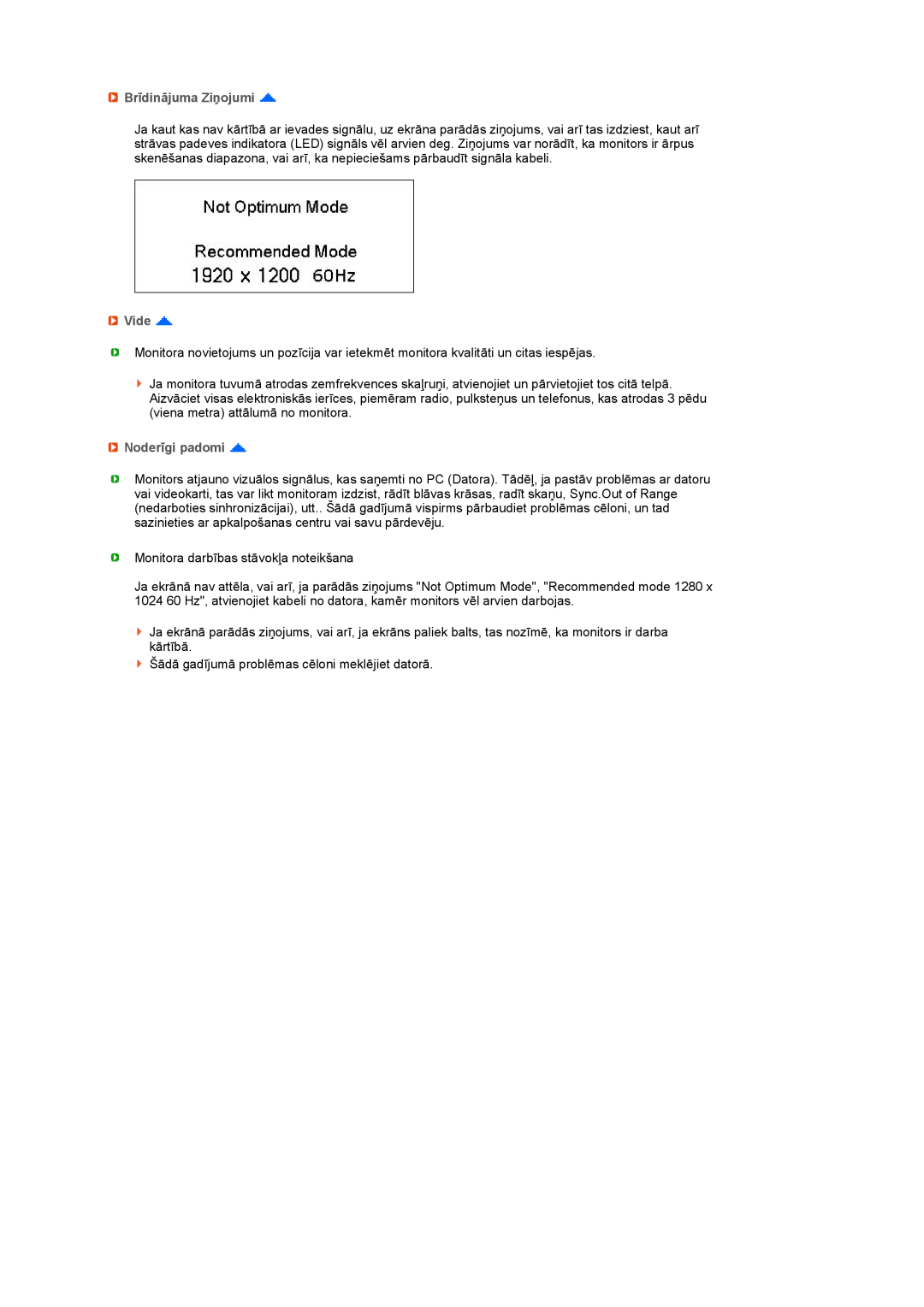 Samsung LS24HUCEBQ/EDC manual Brīdinājuma Ziņojumi, Vide, Noderīgi padomi 