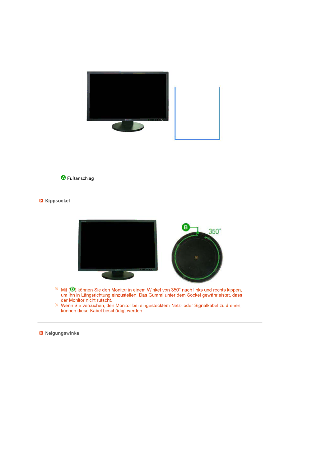 Samsung LS24HUCEBQ/EDC, LS24HUCEBS/EDC, LS24HUCESQ/EDC manual Kippsockel, Neigungswinke 