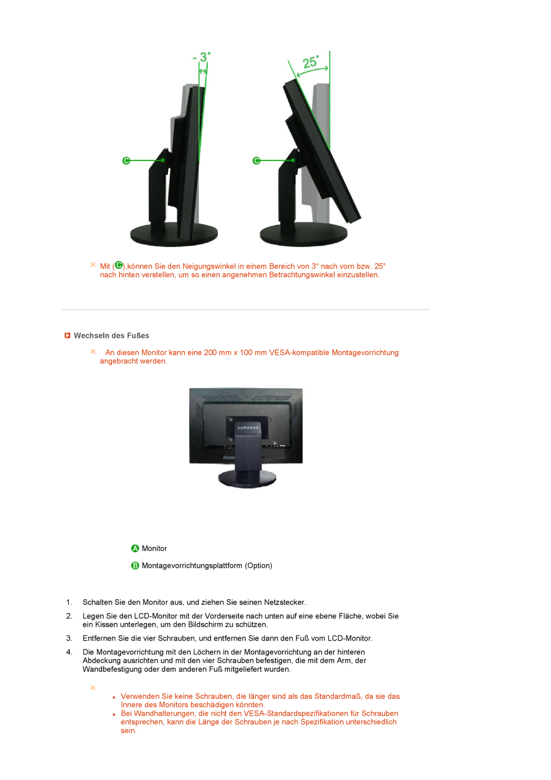 Samsung LS24HUCEBS/EDC, LS24HUCESQ/EDC, LS24HUCEBQ/EDC manual Wechseln des Fußes 