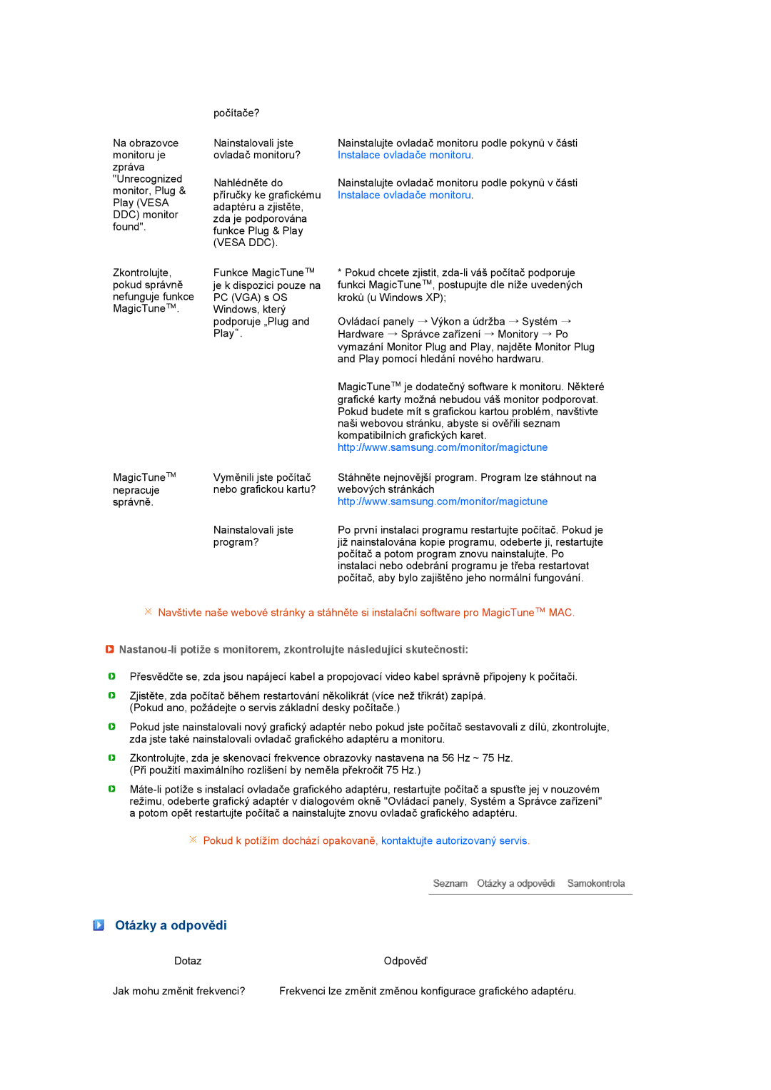 Samsung LS24HUCESQ/EDC, LS24HUCEBQ/EDC manual Otázky a odpovědi, Vesa DDC 