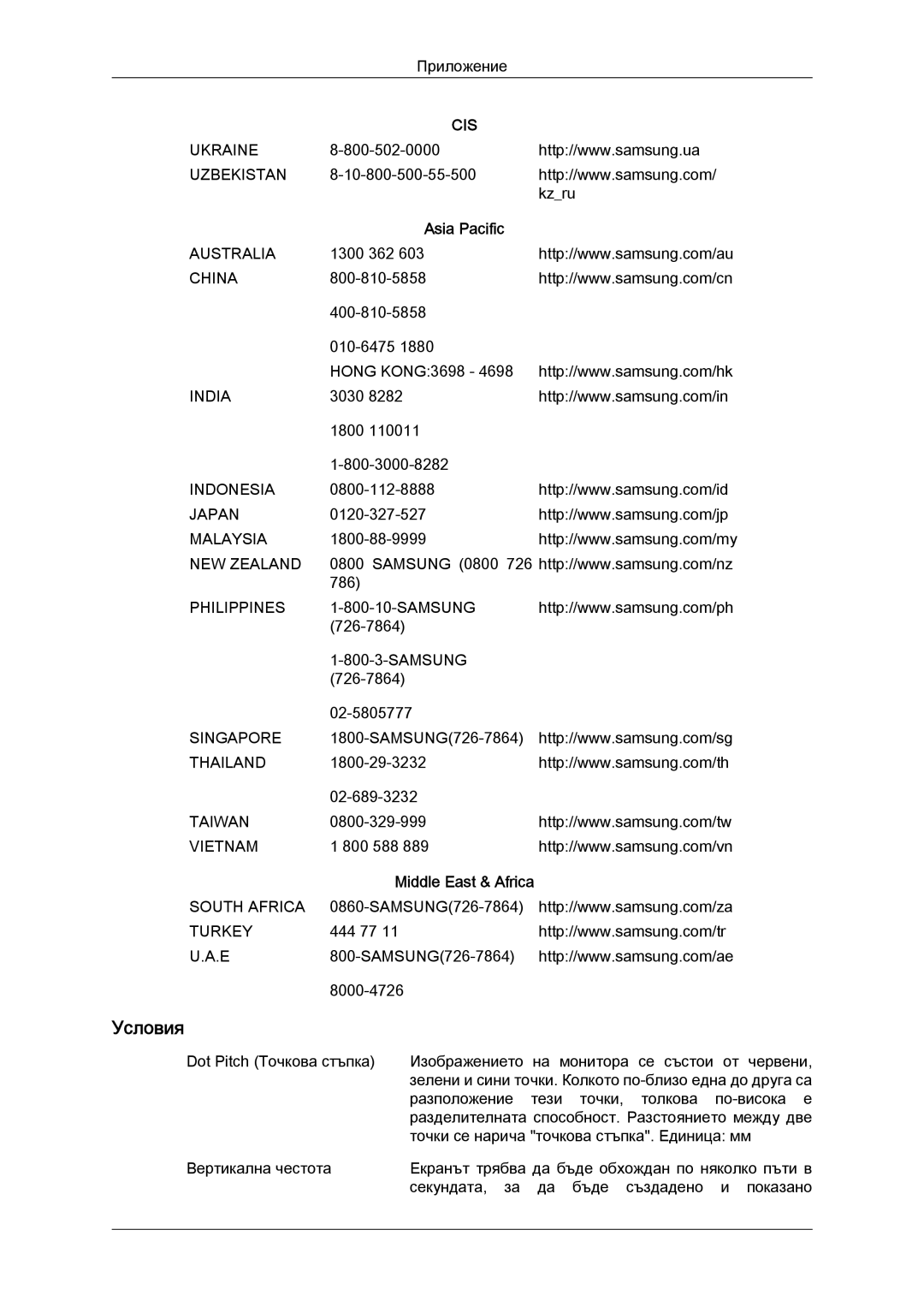 Samsung LS24KILKBQ/EN manual Условия, Asia Pacific 