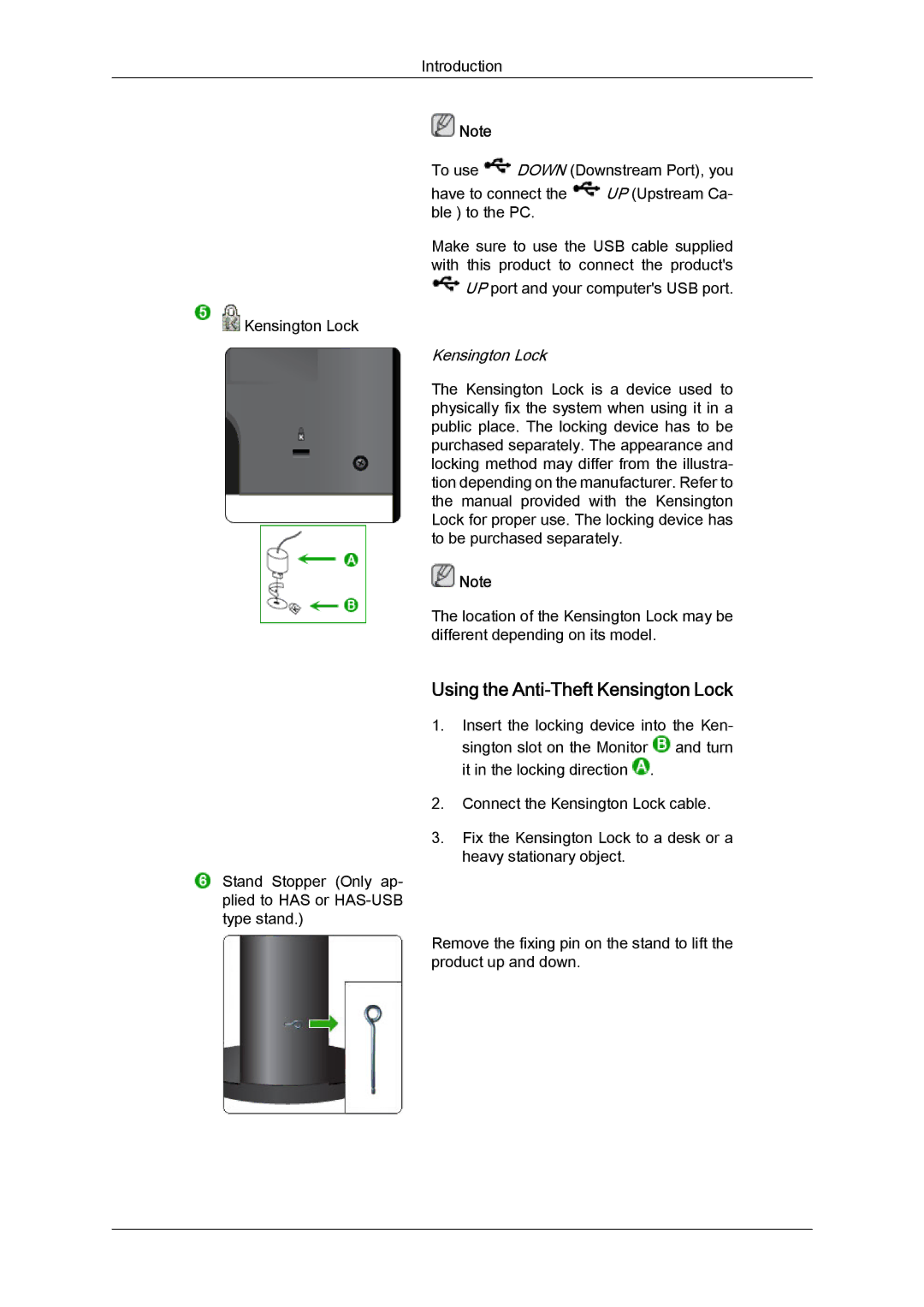 Samsung LS24KIVKBQ/EDC, LS24KIQRFV/EDC, LS24KIQRBQ/EN, LS24KIVKBQ/HS, LS24KIVKBQ/ZN manual Using the Anti-Theft Kensington Lock 