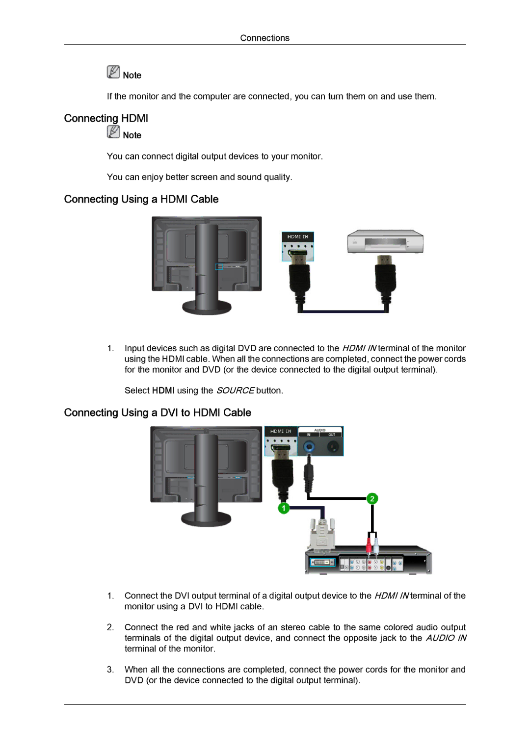 Samsung LS24KIVKBQ/EDC, LS24KIQRFV/EDC, LS24KIQRBQ/EN, LS24KIVKBQ/HS, LS24KIVKBQ/ZN, LS24KIVKBQ/XAA manual Connecting Hdmi 