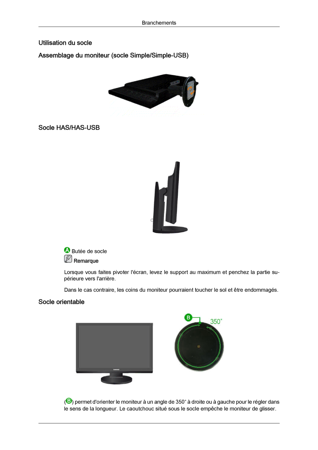 Samsung LS24KIQRBQ/EN, LS24KIQRFV/EDC, LS24KIVKBQ/EDC manual Socle orientable 