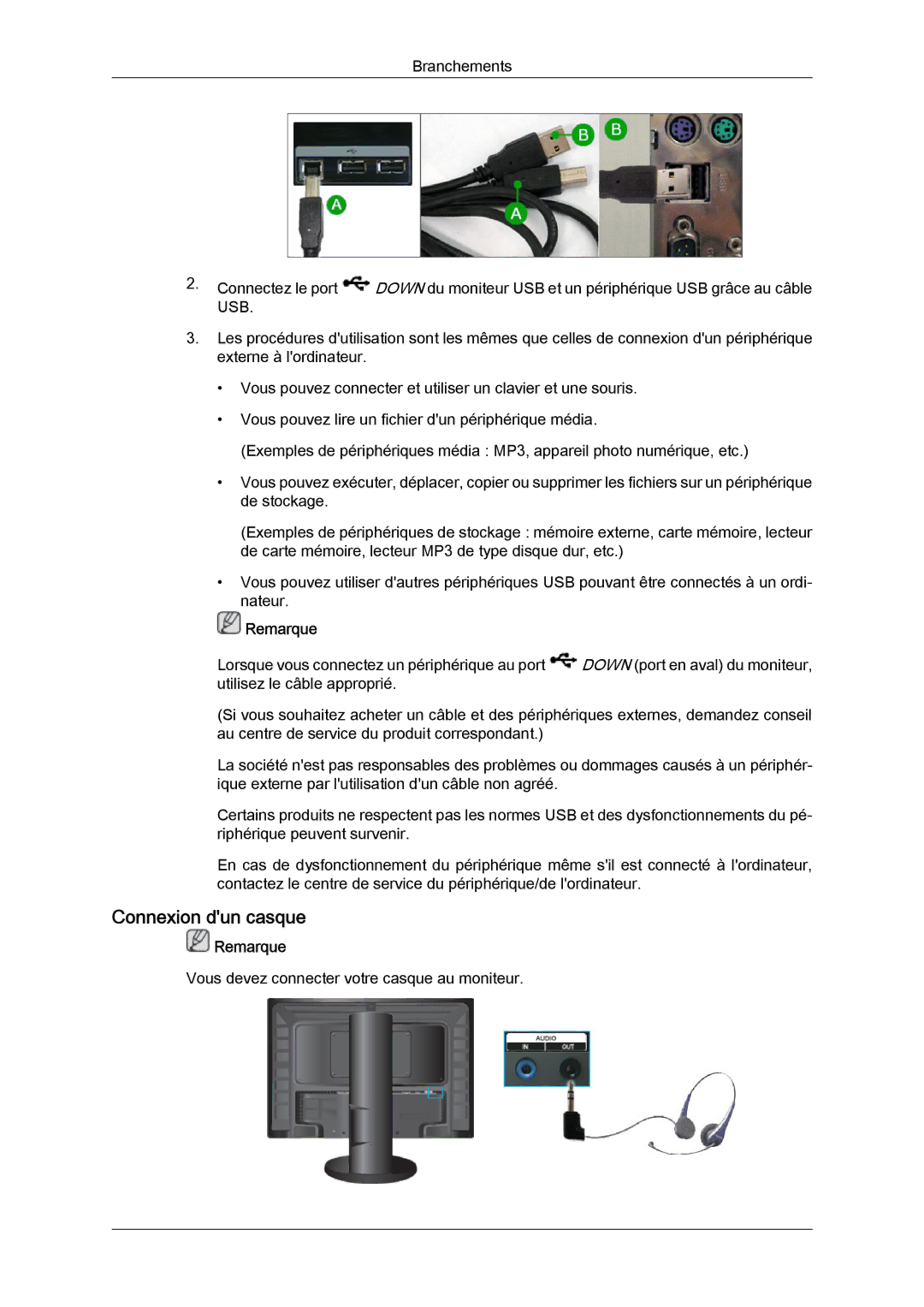 Samsung LS24KIQRBQ/EN, LS24KIQRFV/EDC, LS24KIVKBQ/EDC manual Vous devez connecter votre casque au moniteur 