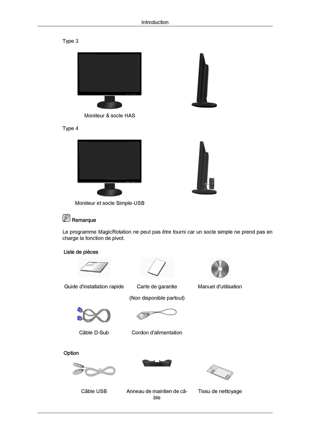 Samsung LS24KIQRFV/EDC, LS24KIQRBQ/EN, LS24KIVKBQ/EDC manual Câble USB Anneau de maintien de câ Tissu de nettoyage Ble 