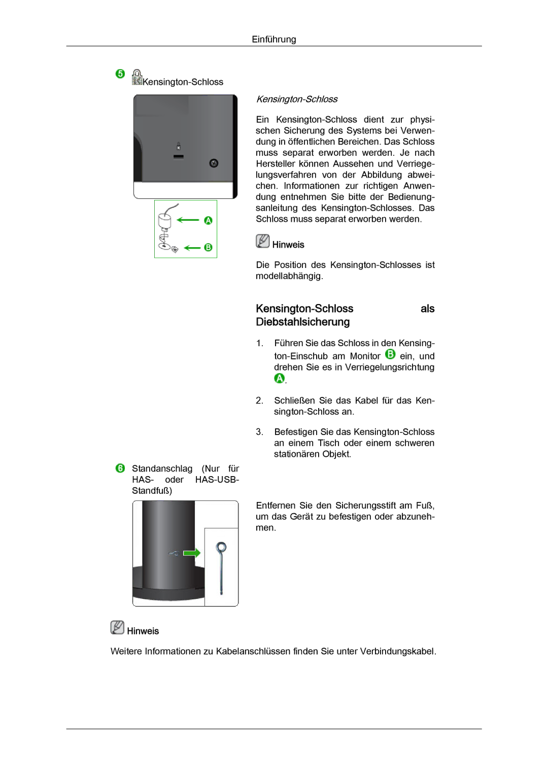 Samsung LS24KIQRBQ/EN, LS24KIQRFV/EDC, LS24KIVKBQ/EDC manual Kensington-Schlossals Diebstahlsicherung 