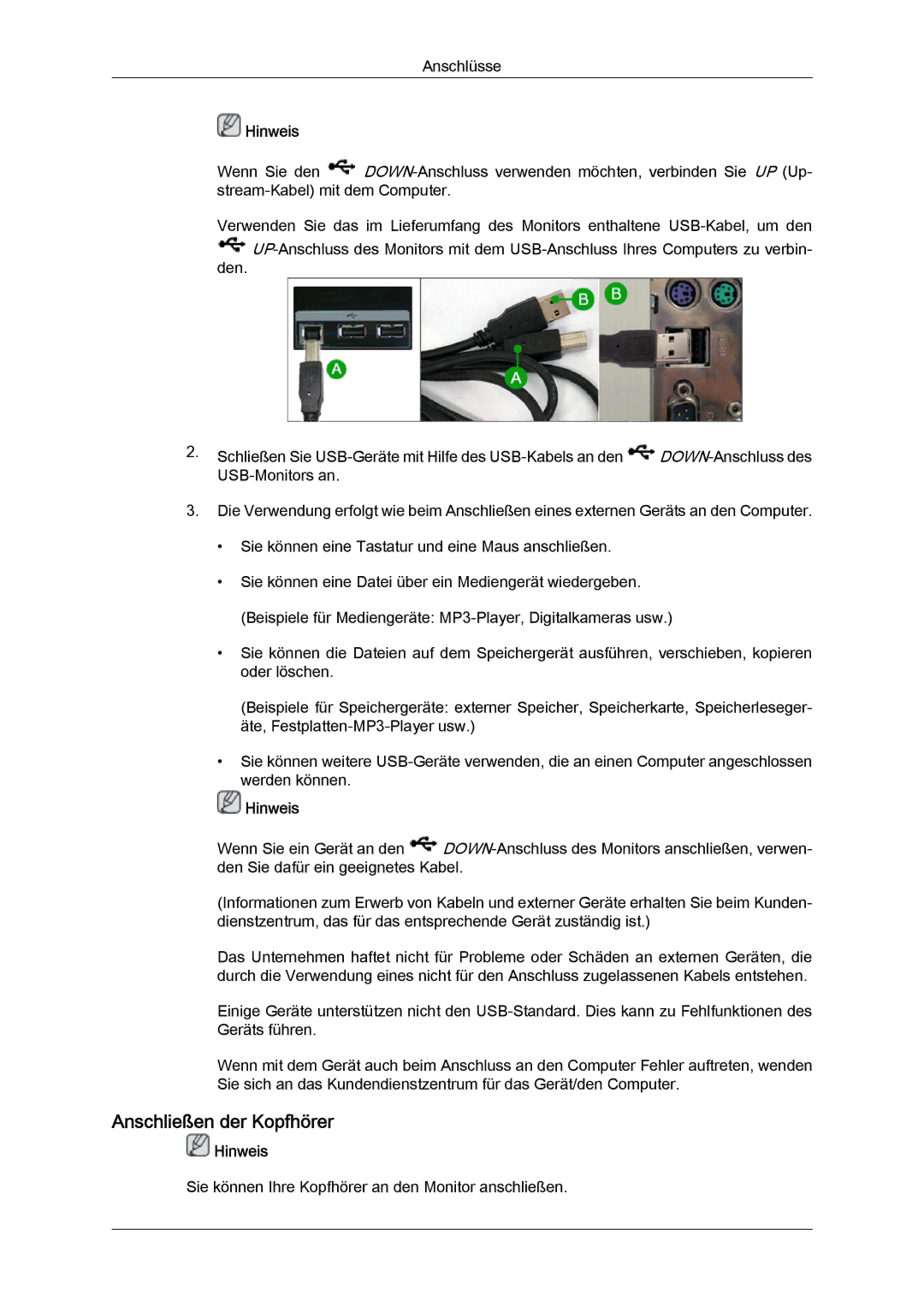 Samsung LS24KIQRBQ/EN, LS24KIQRFV/EDC, LS24KIVKBQ/EDC manual Sie können Ihre Kopfhörer an den Monitor anschließen 