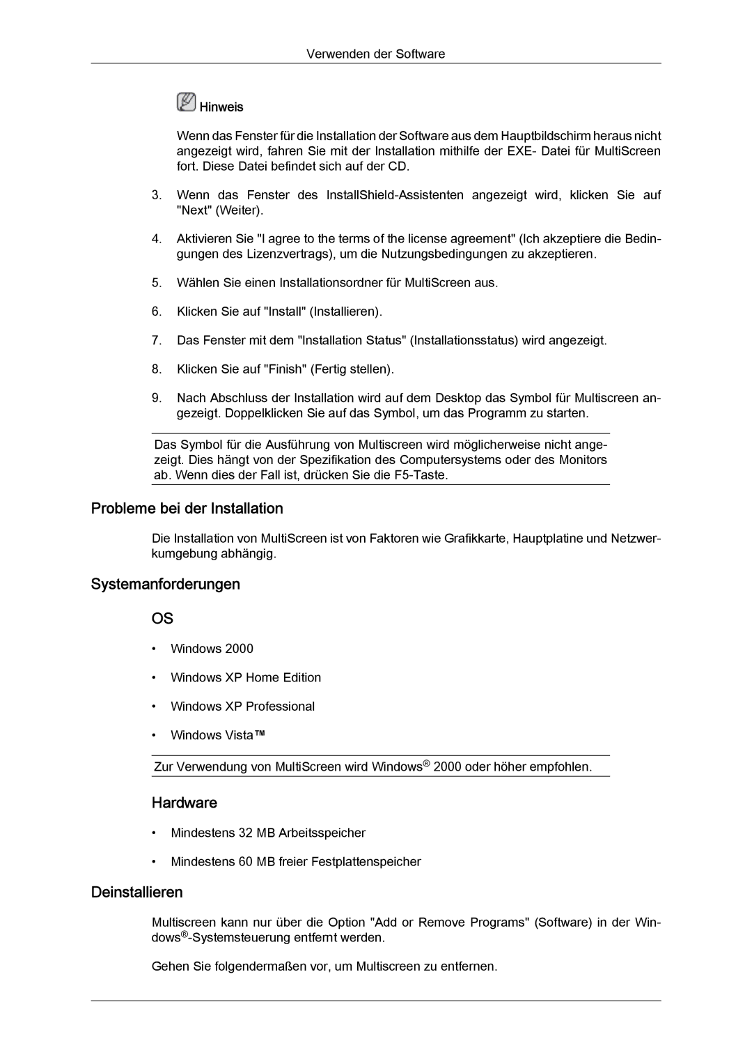 Samsung LS24KIQRBQ/EN, LS24KIQRFV/EDC, LS24KIVKBQ/EDC manual Probleme bei der Installation 