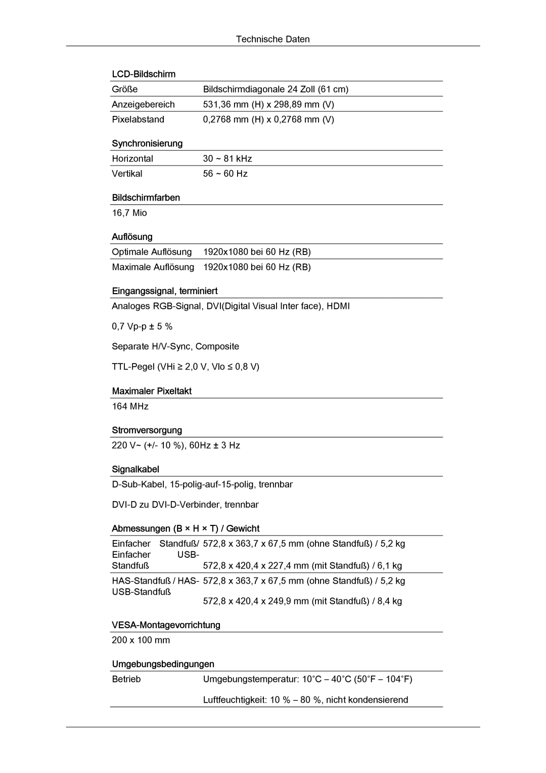 Samsung LS24KIQRBQ/EN, LS24KIQRFV/EDC, LS24KIVKBQ/EDC manual LCD-Bildschirm 