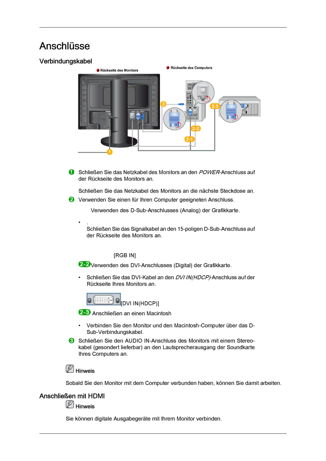 Samsung LS24KIQRBQ/EN, LS24KIQRFV/EDC, LS24KIVKBQ/EDC manual Verbindungskabel, Anschließen mit Hdmi 