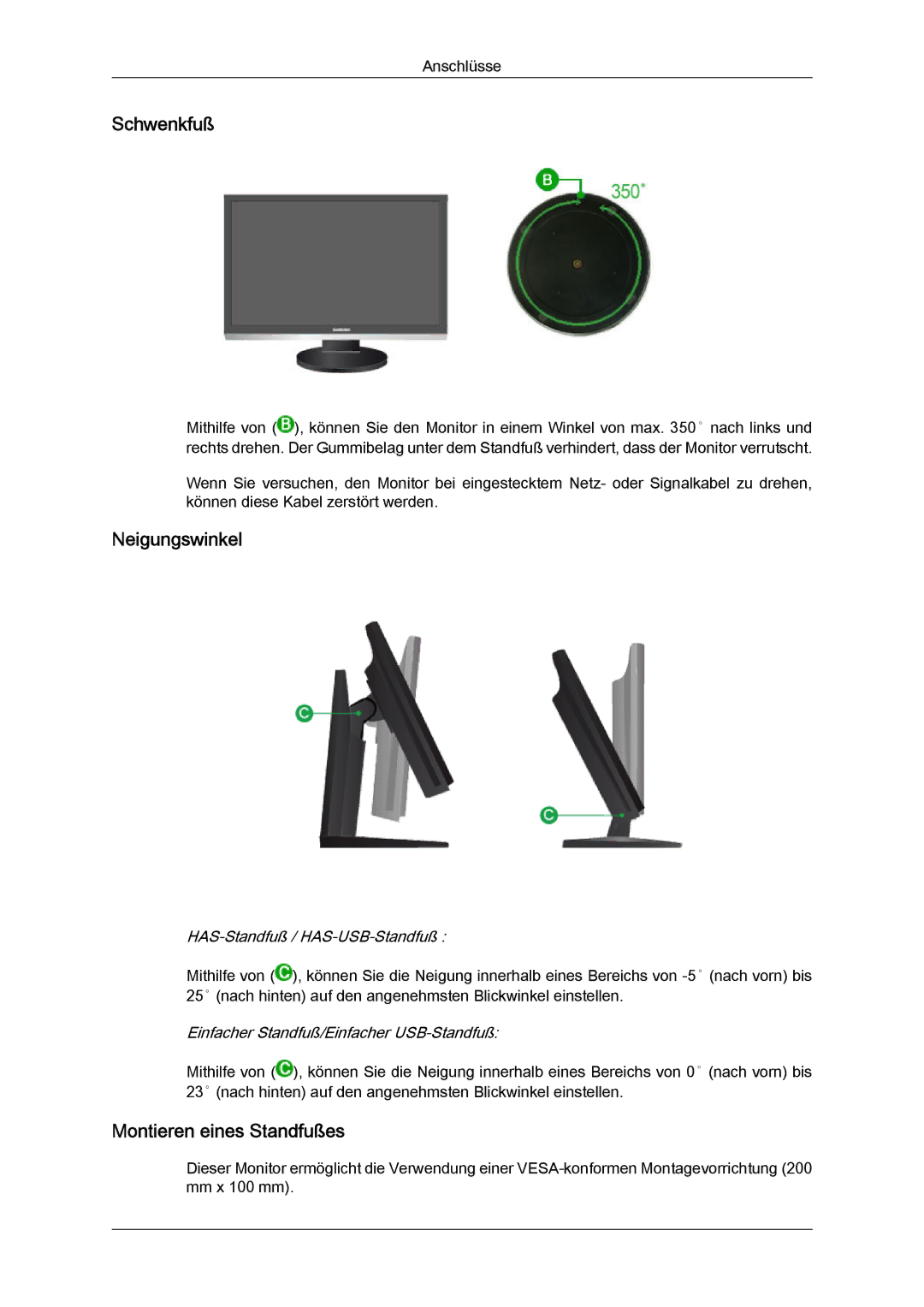 Samsung LS24KIQRBQ/EN, LS24KIQRFV/EDC, LS24KIVKBQ/EDC manual Schwenkfuß 