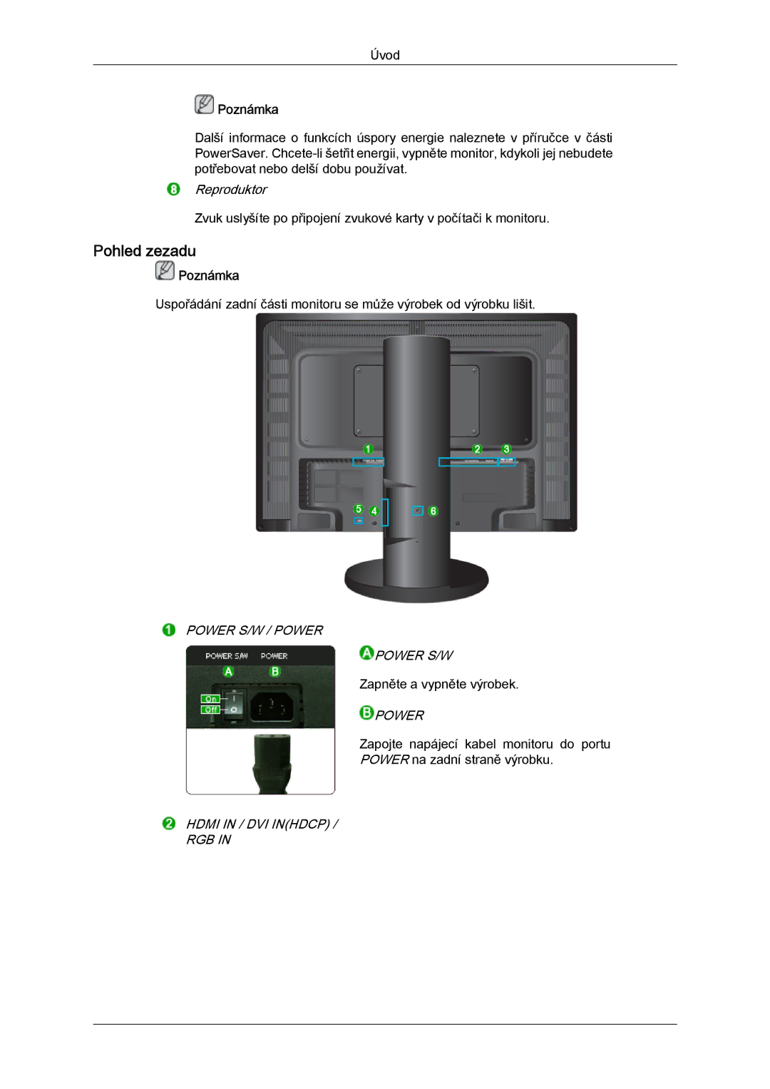 Samsung LS24KIVKBQ/EDC, LS24KIQRFV/EDC, LS24KIQRBQ/EN manual Pohled zezadu 