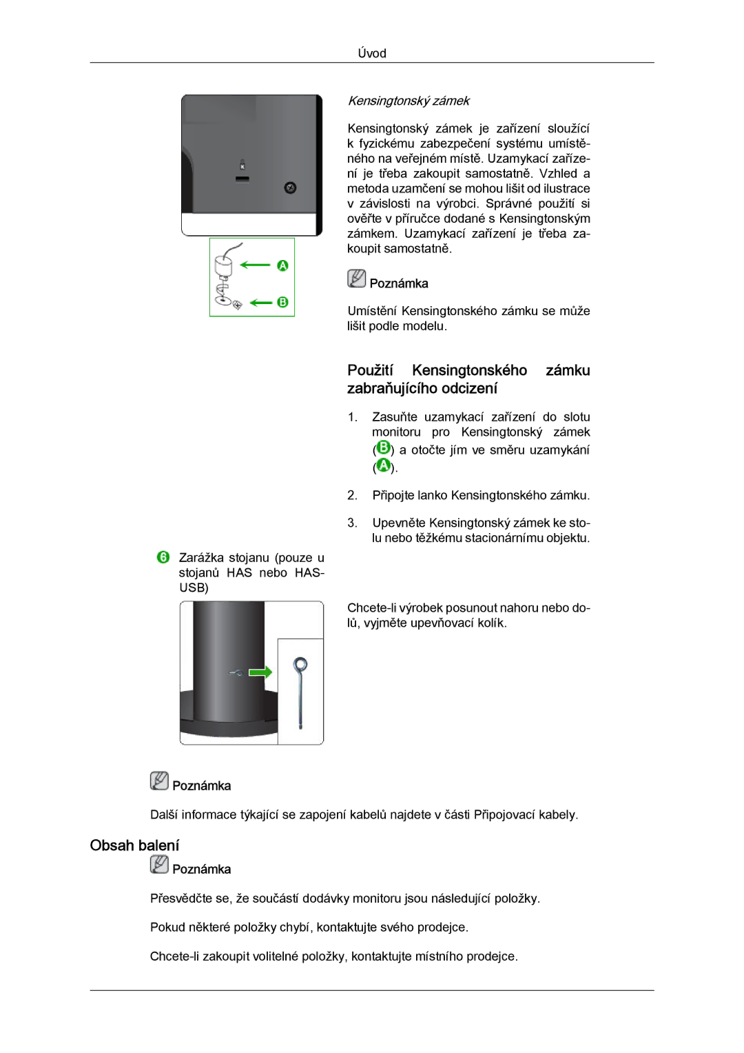 Samsung LS24KIQRBQ/EN, LS24KIQRFV/EDC manual Použití Kensingtonského zámku zabraňujícího odcizení, Kensingtonský zámek 