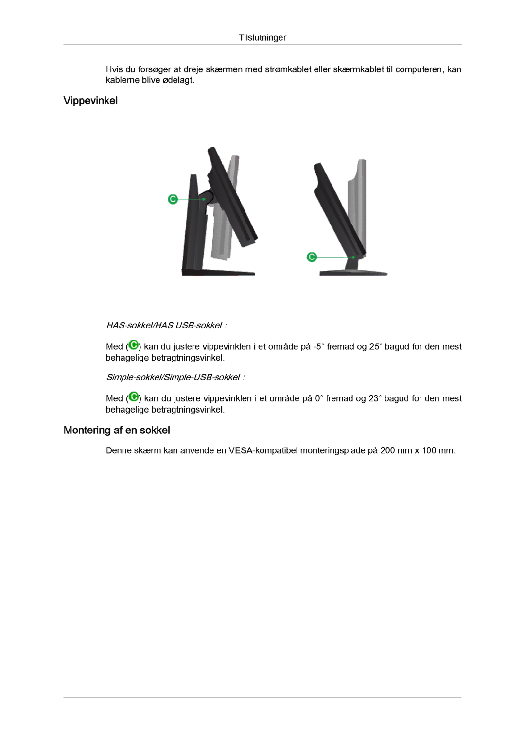 Samsung LS24KIQRFV/EDC, LS24KIQRBQ/EN, LS24KIVKBQ/EDC manual Vippevinkel 