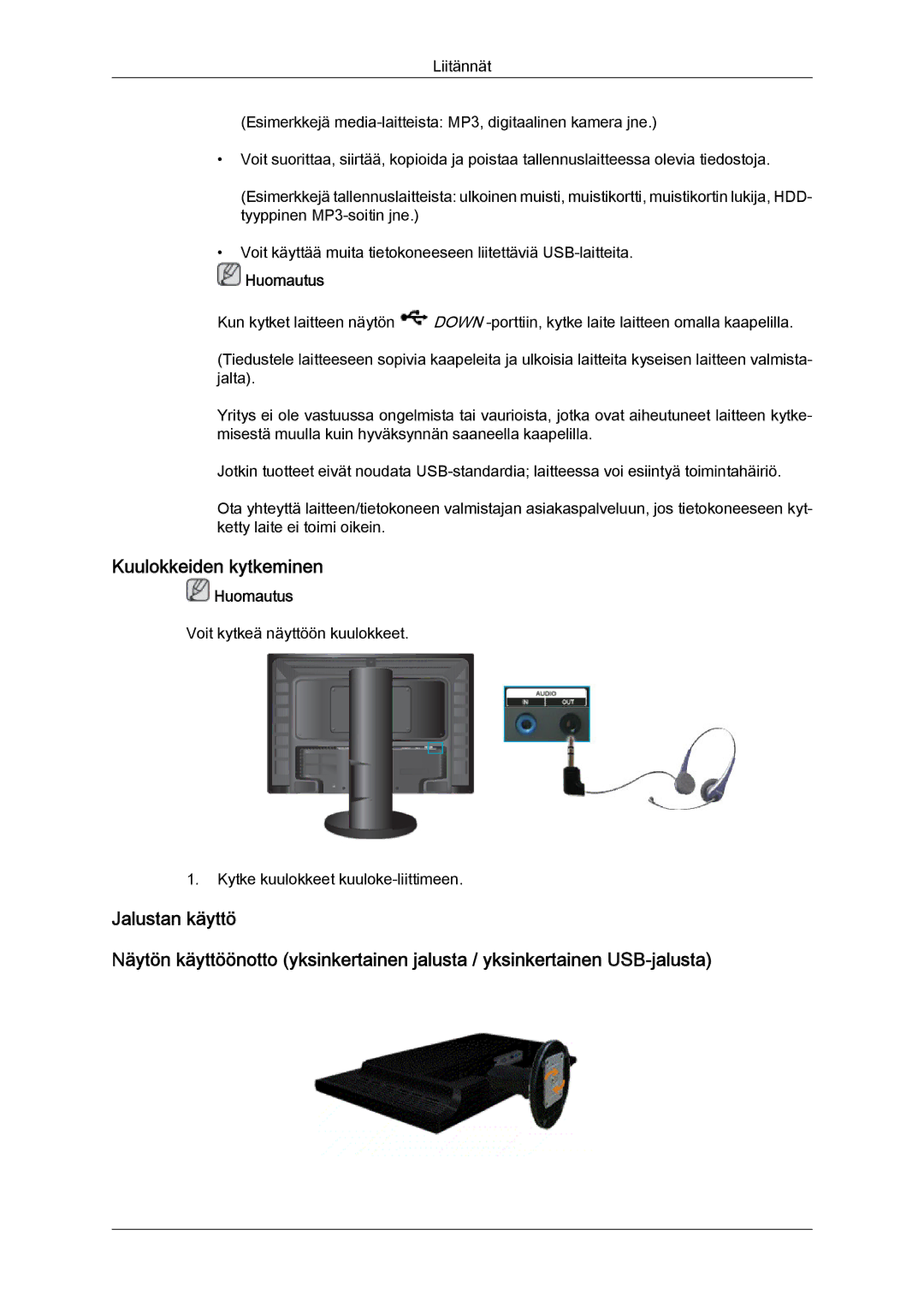 Samsung LS24KIQRBQ/EN, LS24KIQRFV/EDC, LS24KIVKBQ/EDC manual Kuulokkeiden kytkeminen 