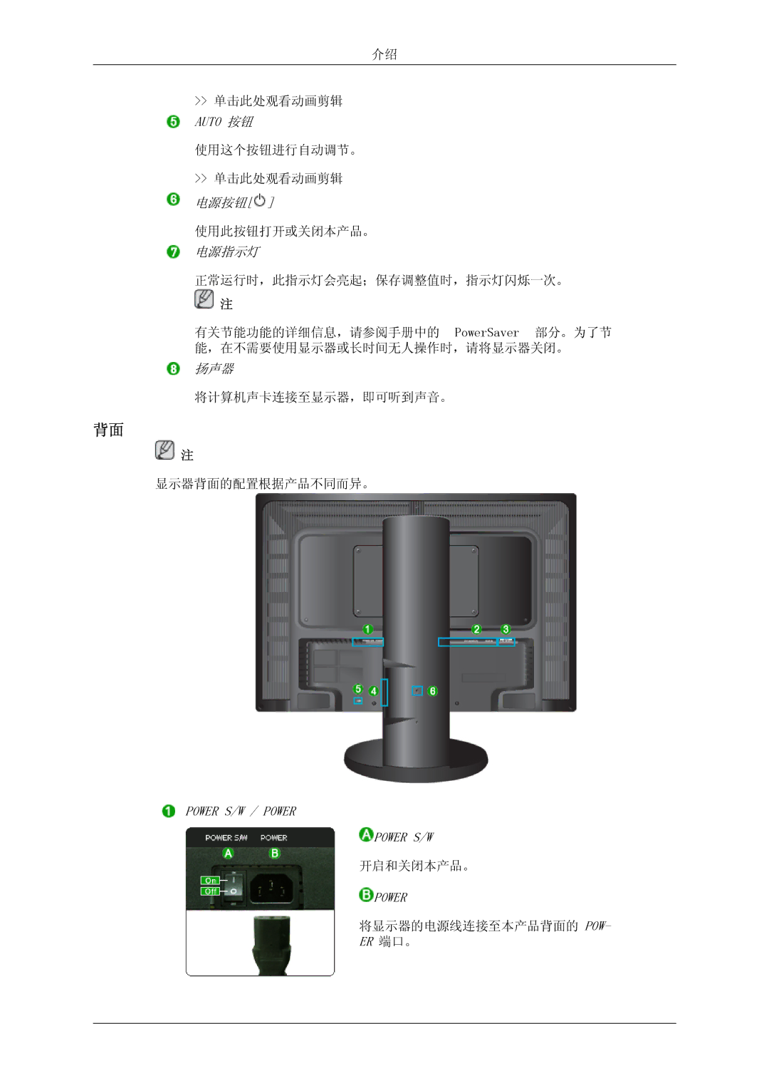 Samsung LS24KIQRBQ/EN, LS24KIQRFV/EDC, LS24KIVKBQ/EDC manual 单击此处观看动画剪辑 Auto 按钮 使用这个按钮进行自动调节。 