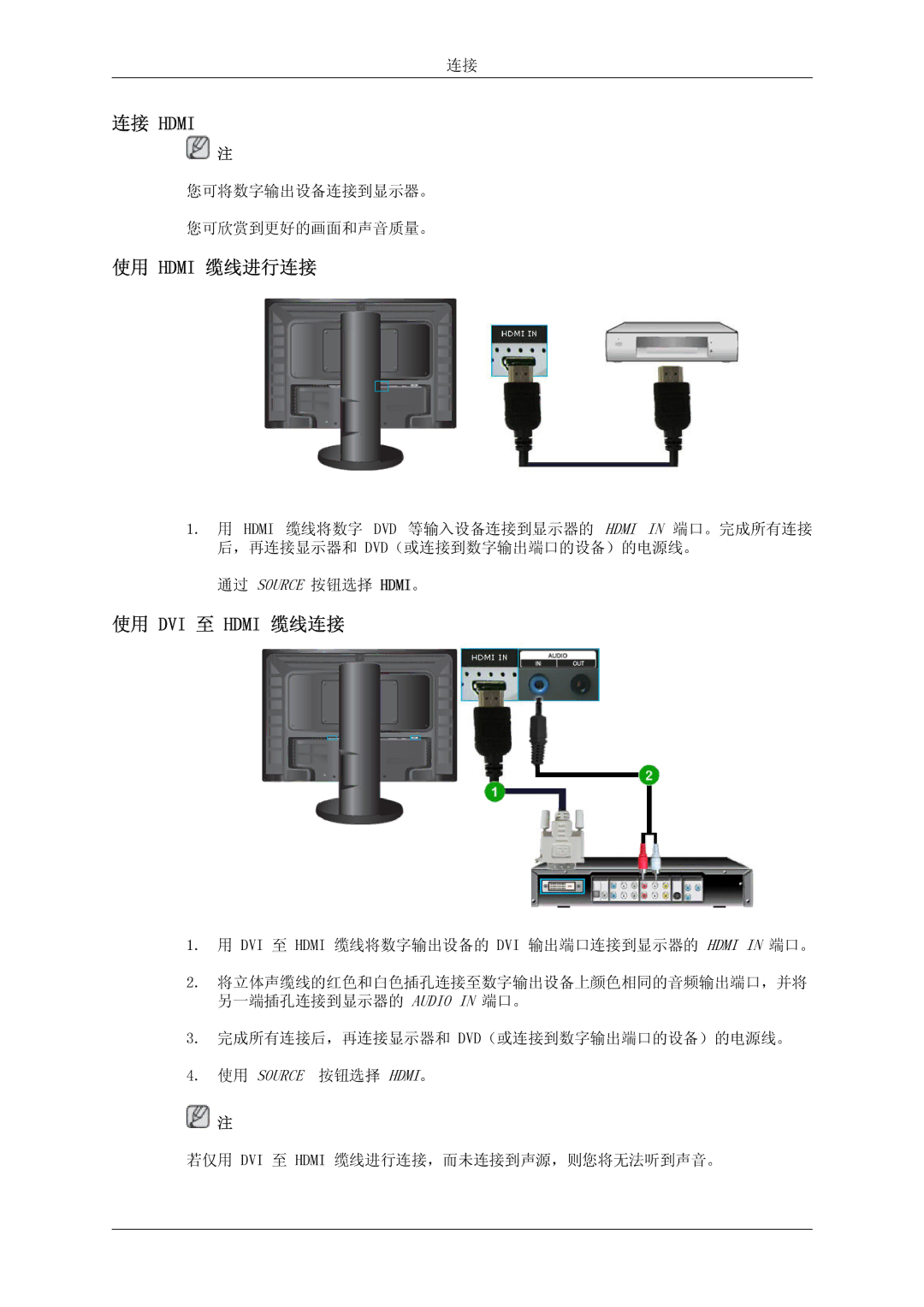 Samsung LS24KIVKBQ/EDC, LS24KIQRFV/EDC, LS24KIQRBQ/EN manual 连接 Hdmi 