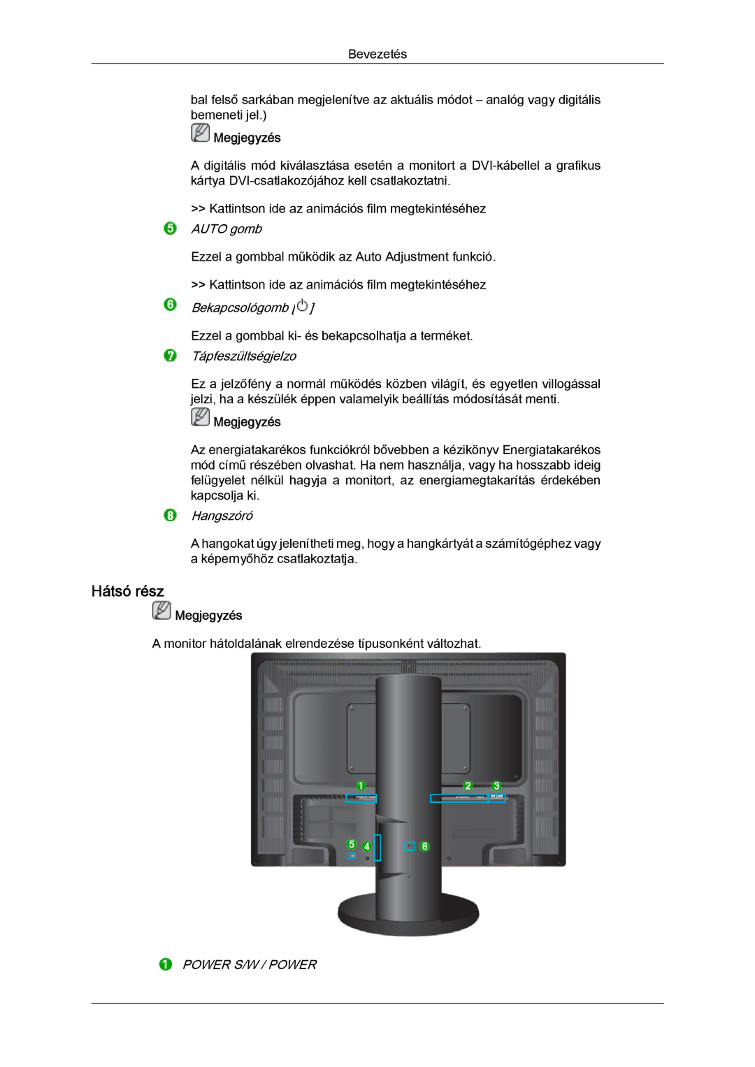 Samsung LS24KIQRFV/EDC, LS24KIQRBQ/EN, LS24KIVKBQ/EDC manual Hátsó rész 