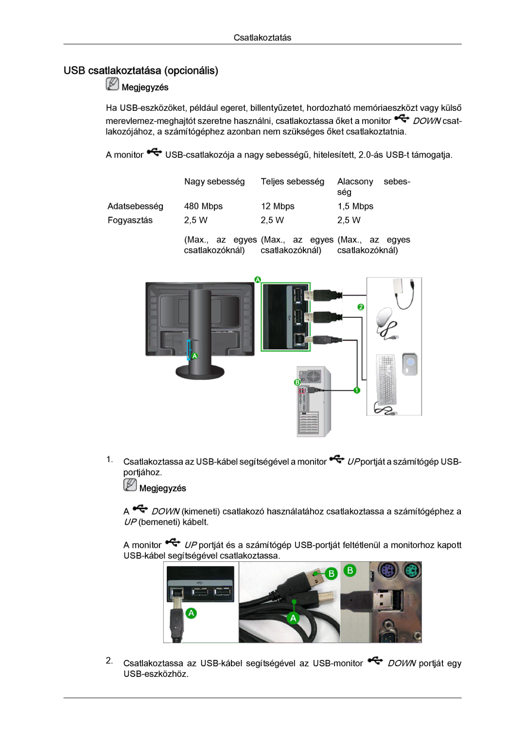 Samsung LS24KIVKBQ/EDC, LS24KIQRFV/EDC, LS24KIQRBQ/EN manual USB csatlakoztatása opcionális 