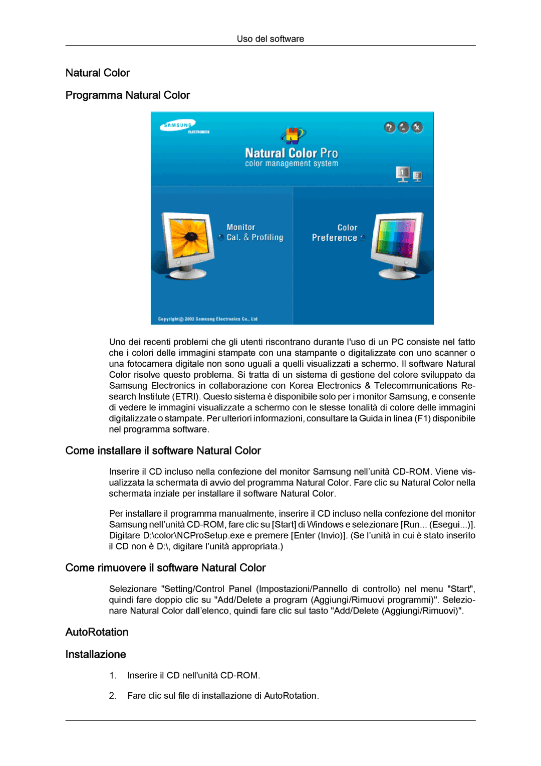 Samsung LS24KIQRFV/EDC, LS24KIVKBQ/EDC Natural Color Programma Natural Color, Come installare il software Natural Color 