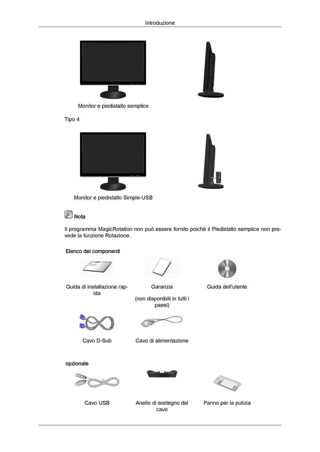 Samsung LS24KIVKBQ/EDC, LS24KIQRFV/EDC manual Cavo USB Anello di sostegno del Panno per la pulizia 