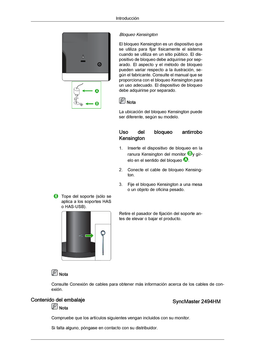 Samsung LS24KIQRFV/EDC, LS24KIVKBQ/EDC manual Uso del bloqueo antirrobo Kensington, Bloqueo Kensington 