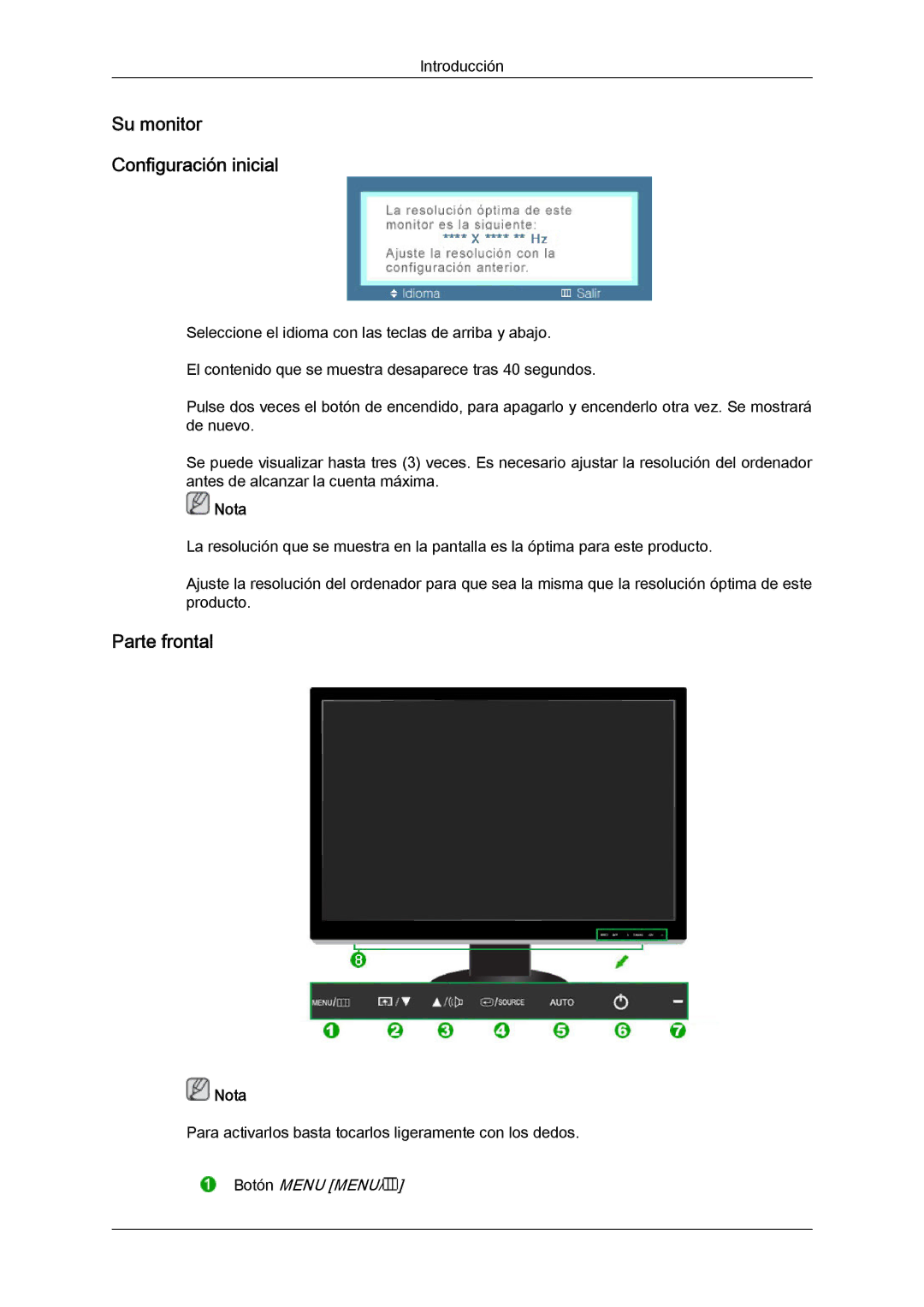 Samsung LS24KIVKBQ/EDC, LS24KIQRFV/EDC manual Su monitor Configuración inicial 