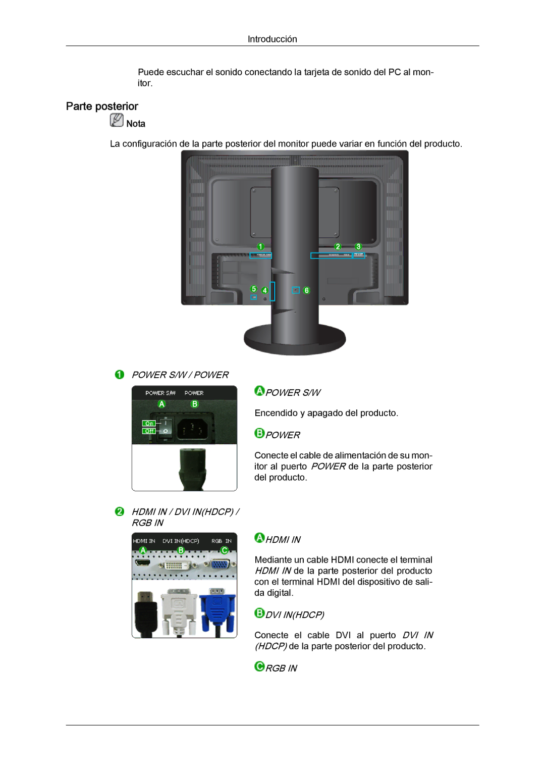 Samsung LS24KIVKBQ/EDC, LS24KIQRFV/EDC manual Parte posterior 