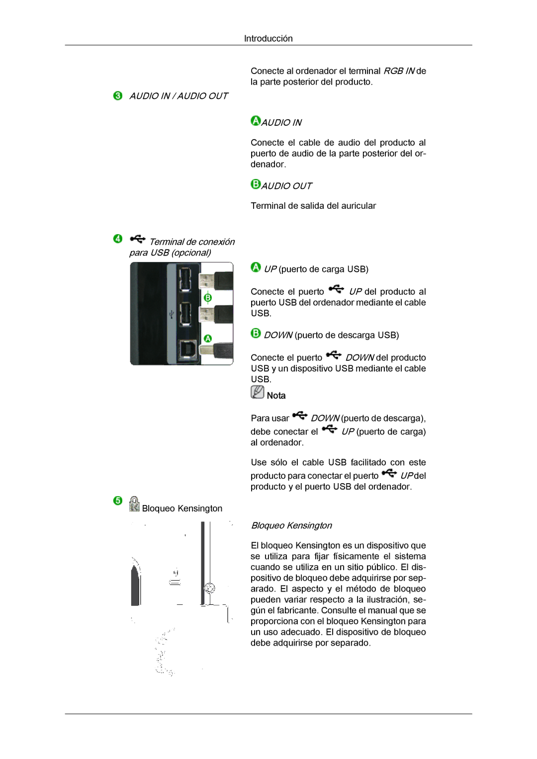 Samsung LS24KIQRFV/EDC, LS24KIVKBQ/EDC manual Audio in / Audio OUT 