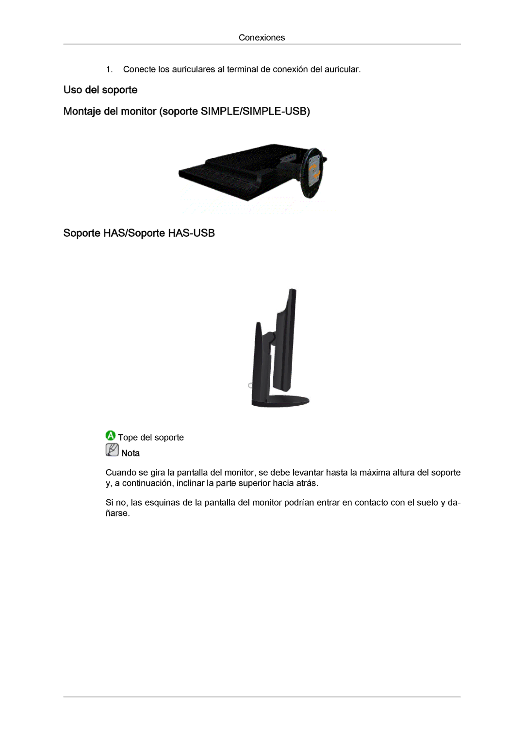 Samsung LS24KIVKBQ/EDC, LS24KIQRFV/EDC manual Tope del soporte 