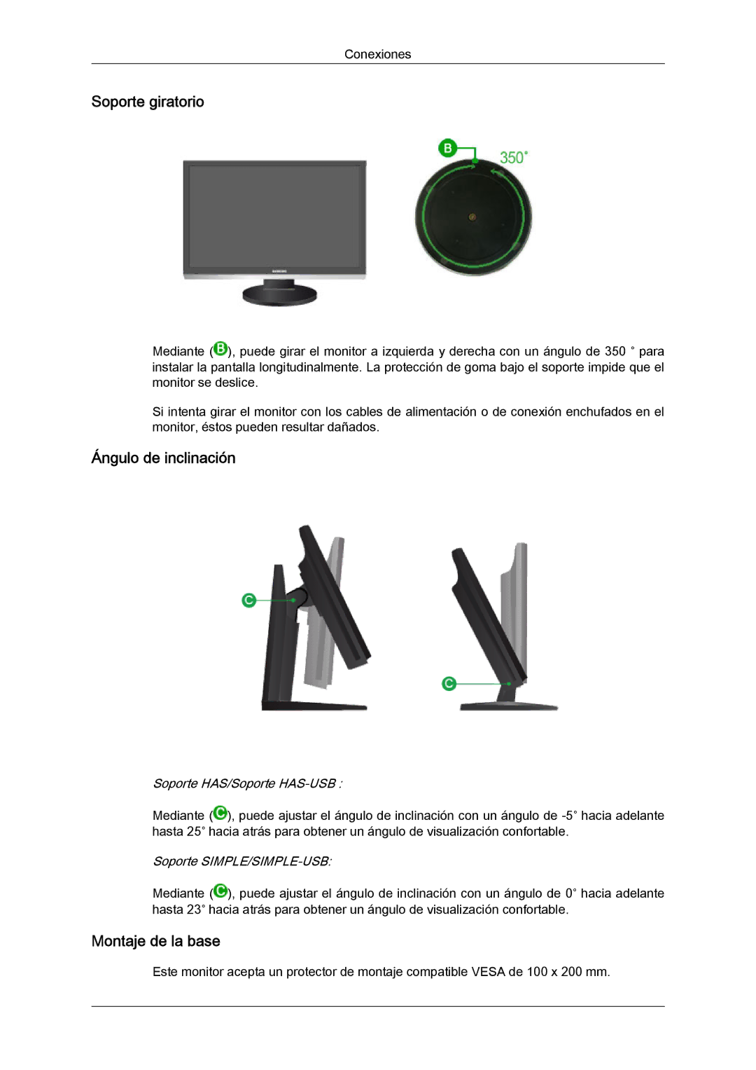 Samsung LS24KIQRFV/EDC, LS24KIVKBQ/EDC manual Soporte giratorio 