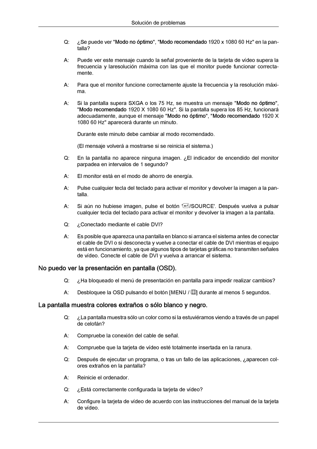 Samsung LS24KIVKBQ/EDC, LS24KIQRFV/EDC manual No puedo ver la presentación en pantalla OSD 