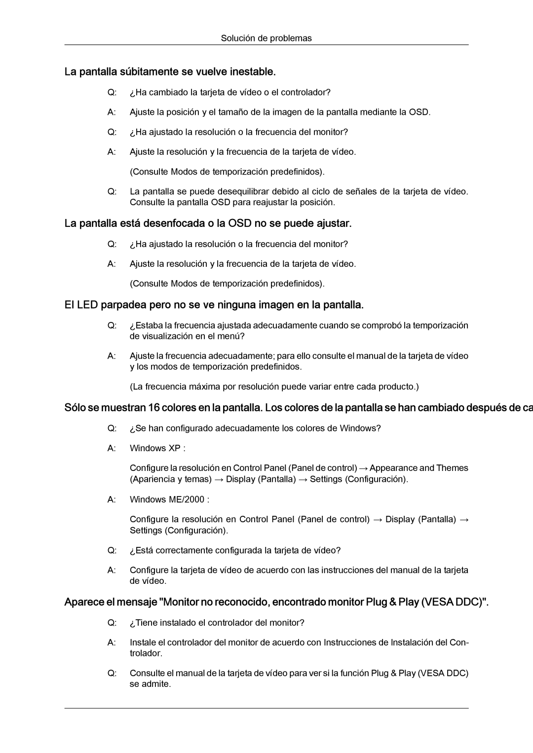 Samsung LS24KIQRFV/EDC, LS24KIVKBQ/EDC manual La pantalla súbitamente se vuelve inestable 